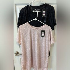 Under‎ Armour Bundle Striped Black and Pink Tees